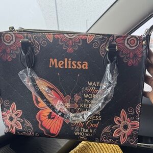 Melissa Black and Red Butterfly Floral Tote